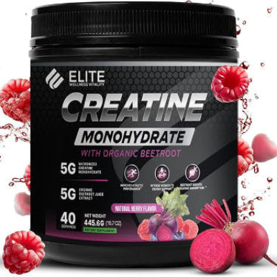 Elite Wellness Berry Flavor Creatine Monohydrate with Organic Beetroot Supplement