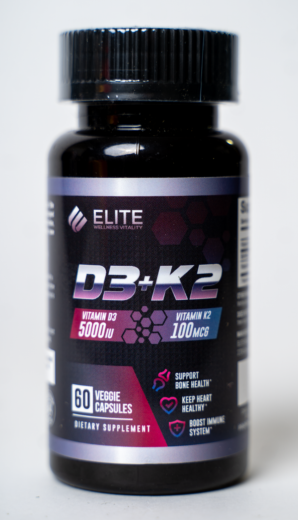 Elite Wellness D3 5000IU + K2 100MCG Vitamin Supplement