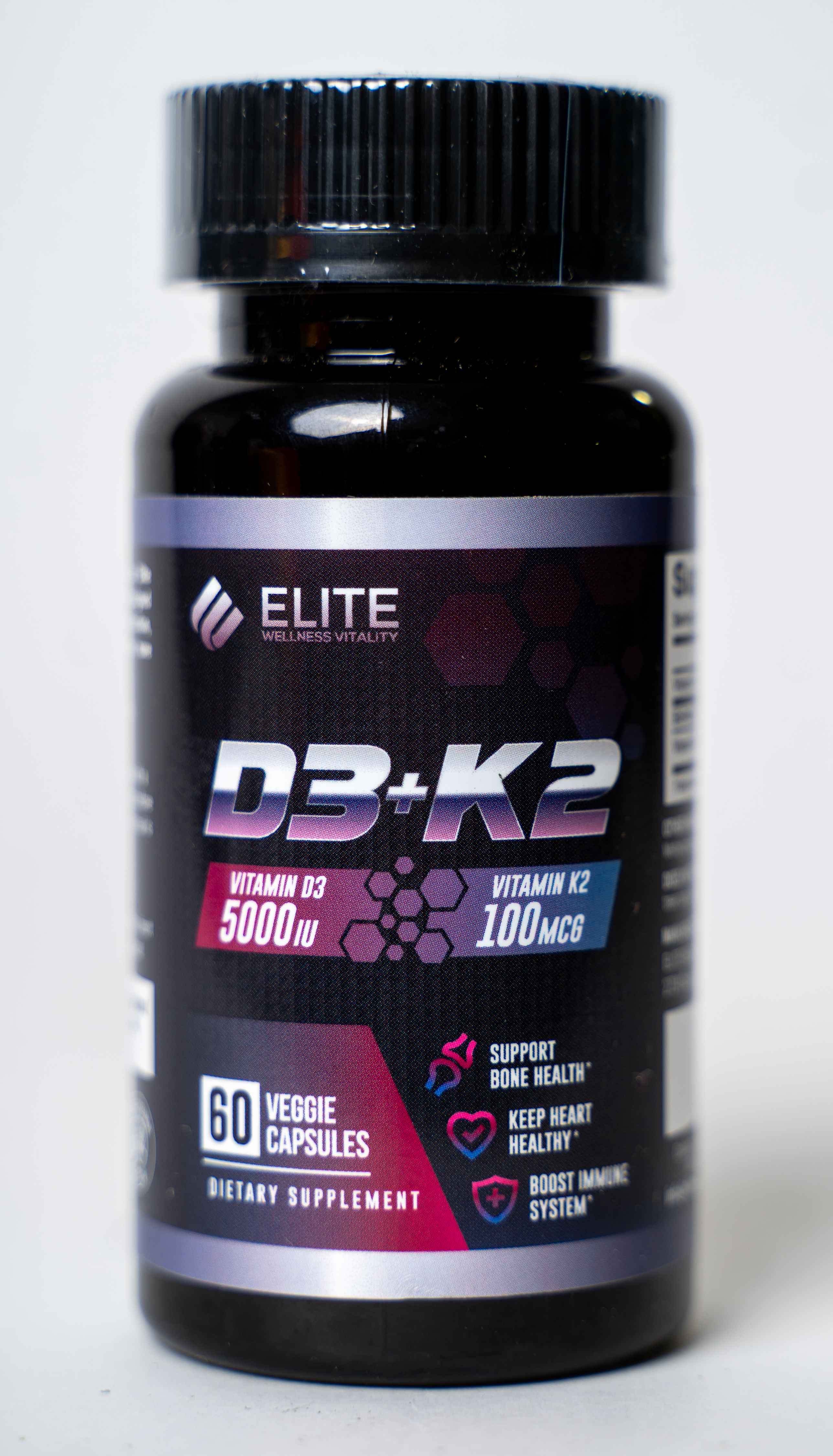 Elite Wellness D3 5000IU +K2 100MCG Vitamin Supplement