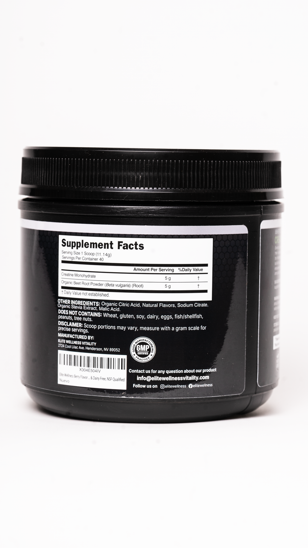 Elite Wellness Berry Flavor Creatine Monohydrate with Organic Beetroot Supplement